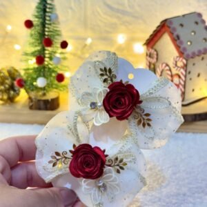 Kit para montagem par de lacinho Flor Vermelha
